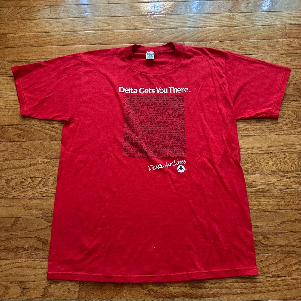 1980s Delta Airlines Promo “Delta Gets You There” Single Stitch Shirt Size XL